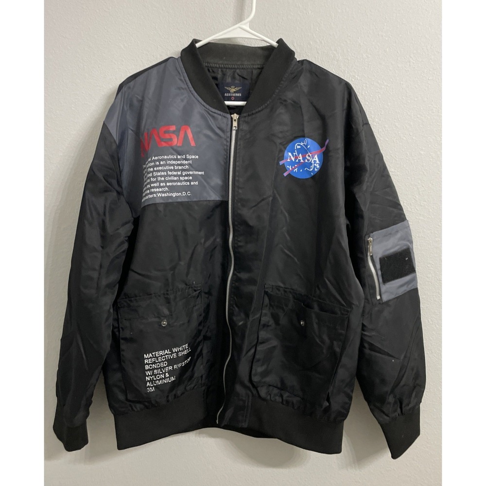 Asstseries Militare Jacket Adults L Black NASA‎ Astronaut Full-Zip